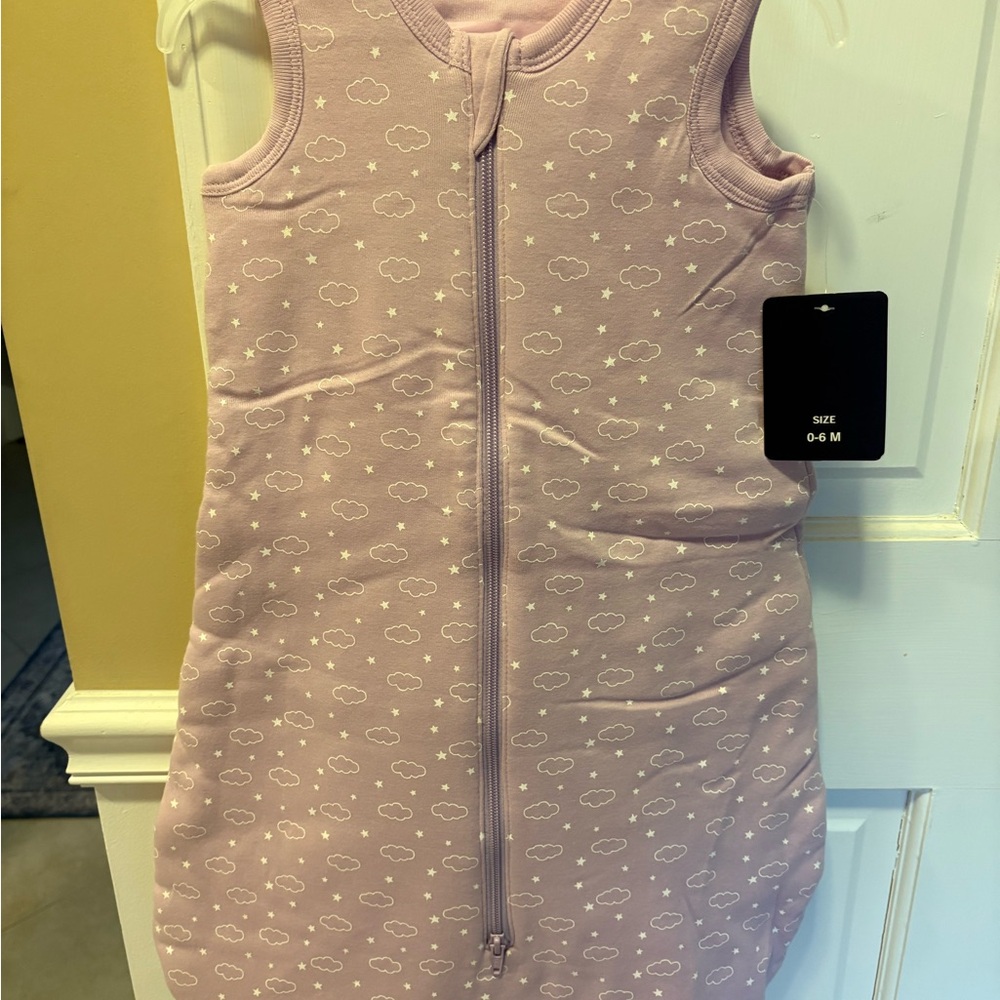 Pink Baby Sleep Sack with Cloud Pattern